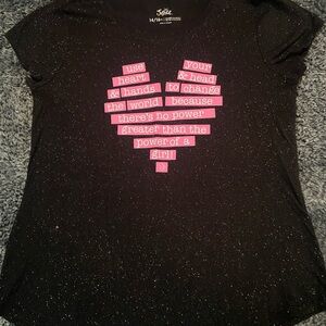 Justice Black Speckled Short Sleeve Tee, XL